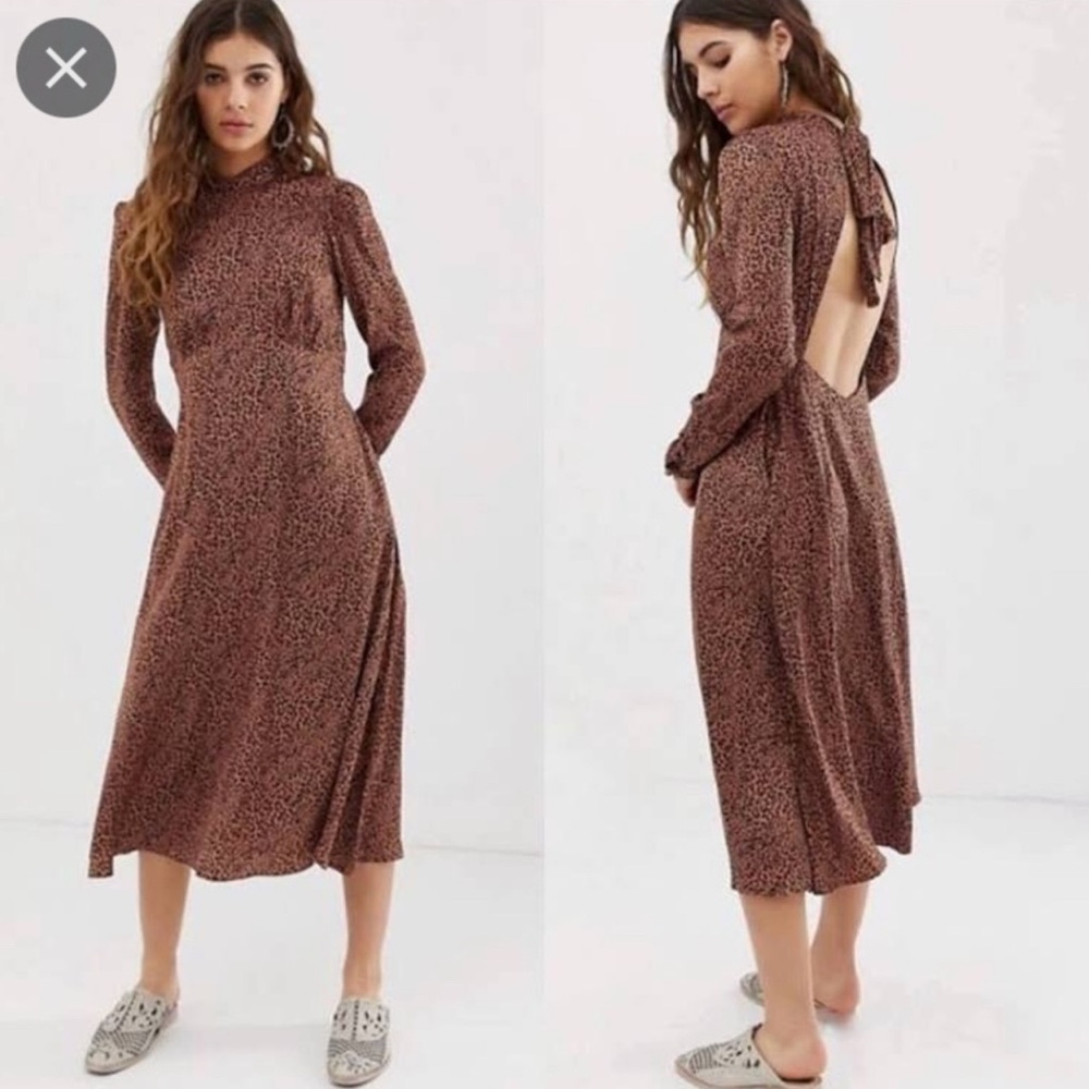 Free People Long Sleeve Brown Dress